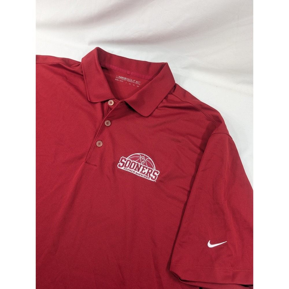 Nike Golf Golf Polo Shirt Mens 2XL Red Maroon OKLAHOMA SOONERS Basketball Dri-Fi